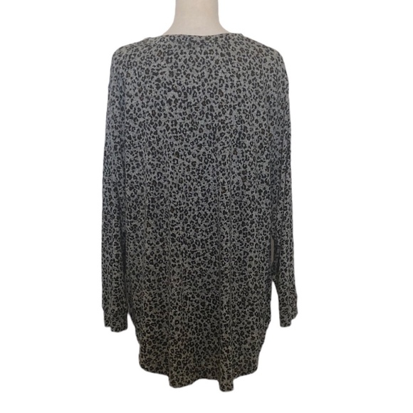 ANTHROPOLOGIE Blouse Women's Size 1X Gray Black Leopard Print JANE AND DELANCEY - Picture 3 of 9